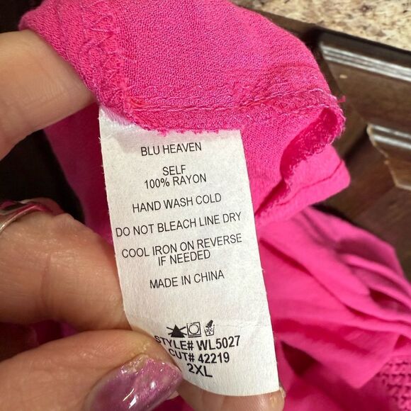 Pink Swim Coverup with Embroidery Cold Shoulder - Picture 6 of 9